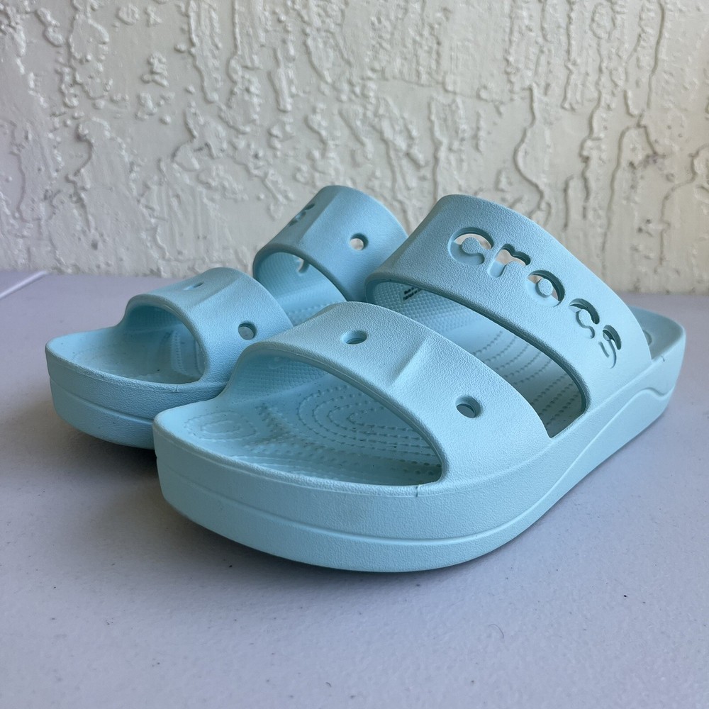Crocs Womens Turquoise Baya Platform Beach Sandals Slides Size 10