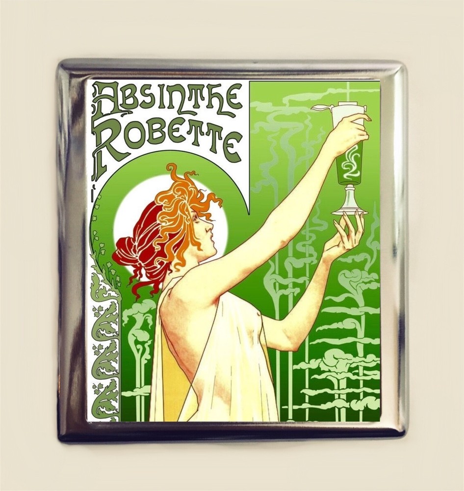 Absinthe Cigarette Case Business Card ID Holder Wallet Art Nouveau Mucha Deco-image