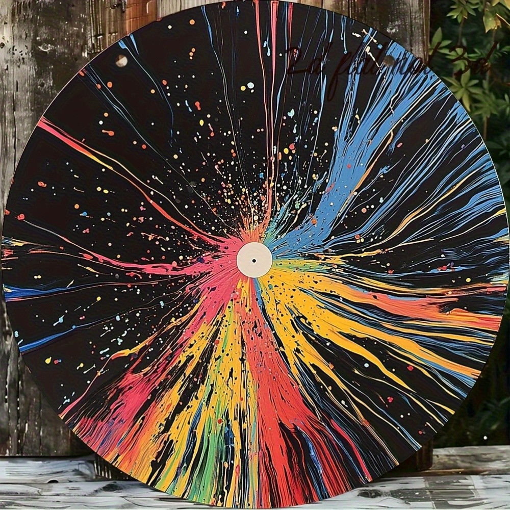 Vintage Vinyl Record Colorful Splash Aluminum Sign Music Decor