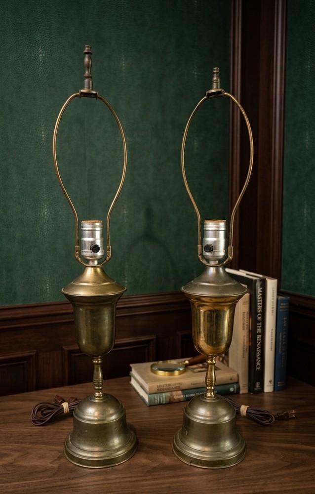 Vintage Brass Urn Lamps Pair Of 2 - Tested And Working - Nice Petina