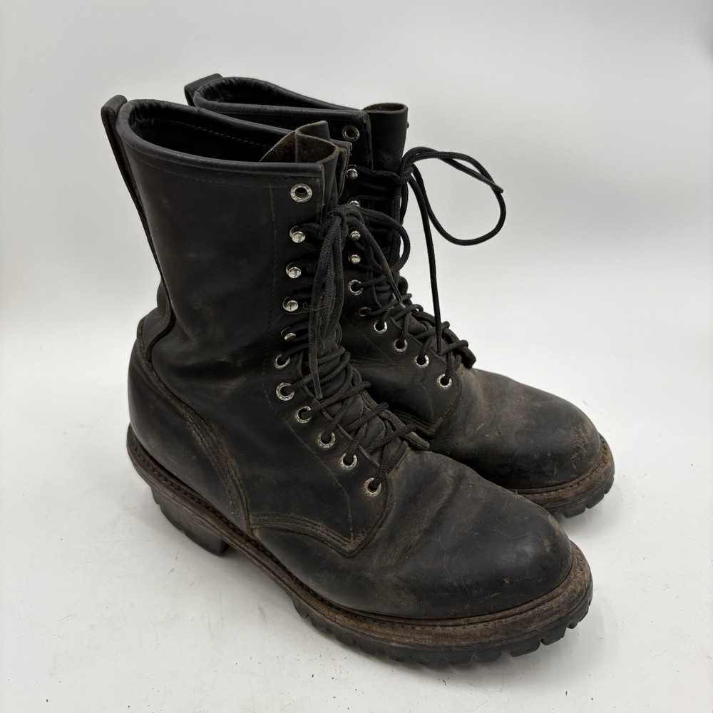 Red Wing 699 Logger Wildland Fire Boots Men US 9.5 D Black Vintage Soft Toe