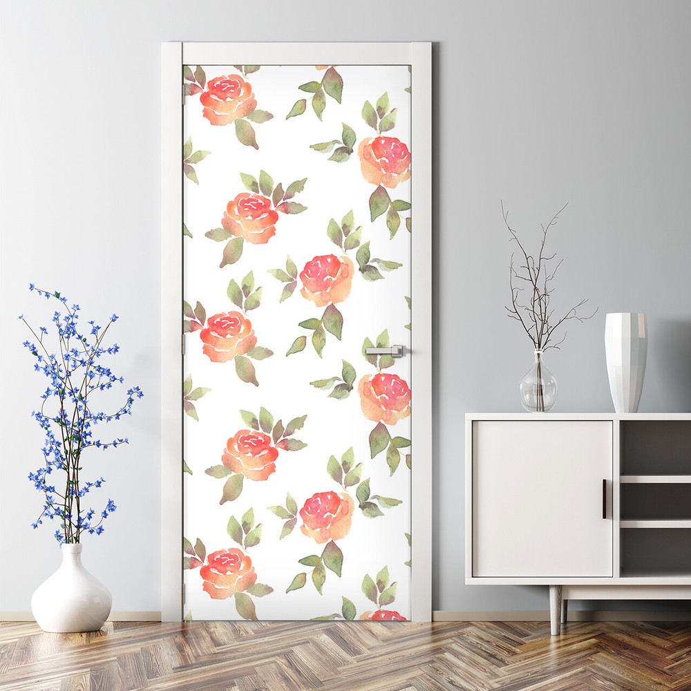 Vintage Roses Bubble Free Door sticker Flowers decor Floral Decal self-adhesive