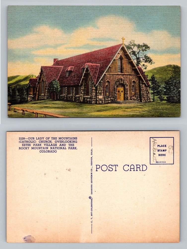 Estes Park, CO-Colorado, Our Lady Mountains Church Scenic View Vintage Postcard