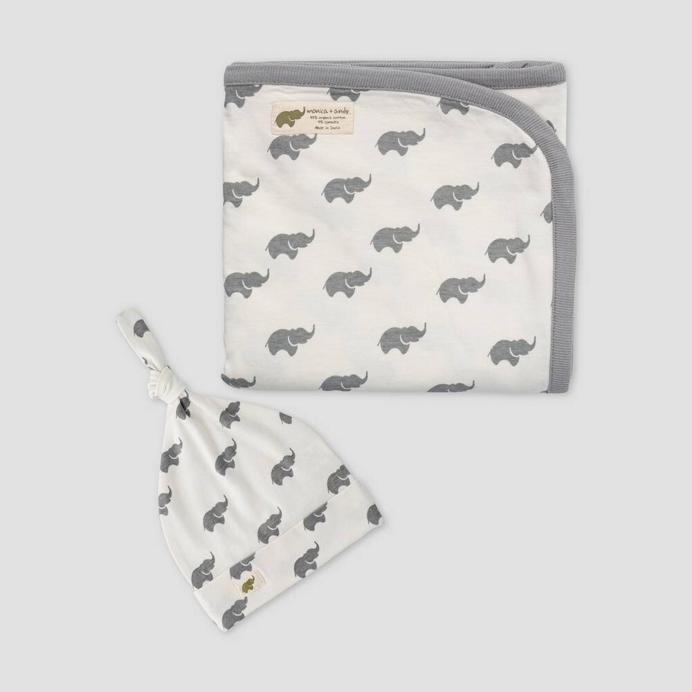 Layette by Monica + Andy Hospital Cuddle Box Blanket - Gray Elephants