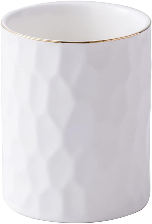 Ceramic Aesthetic Pen Holder Desk Cute White Pencil Holder Cup Pot Desk