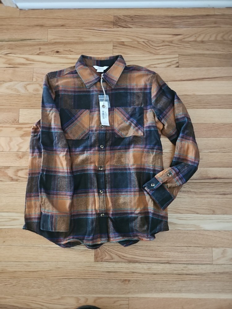 Natural Reflections Brushed Flannel Shirt Women's Sz M Plaid