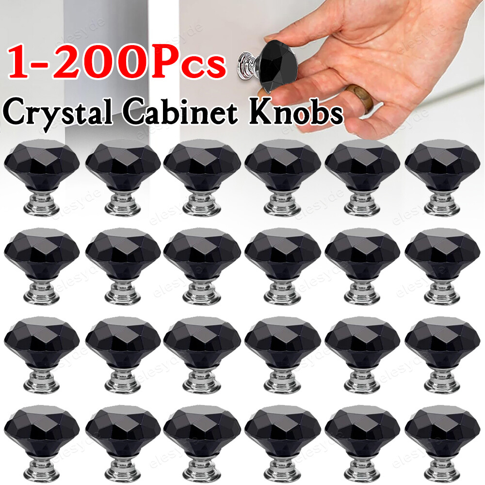 Diamond Crystal Glass Cabinet Knobs Kitchen Dresser Drawer Pulls Lot