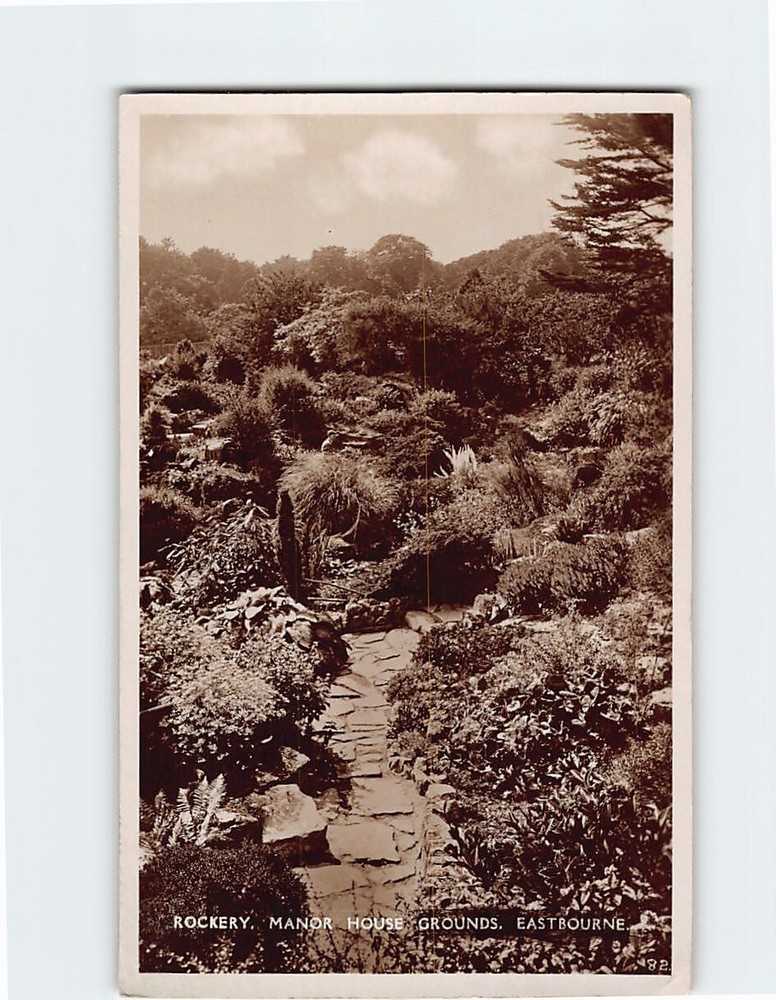 Postcard Rockery Manor House Grounds Eastbourne England
