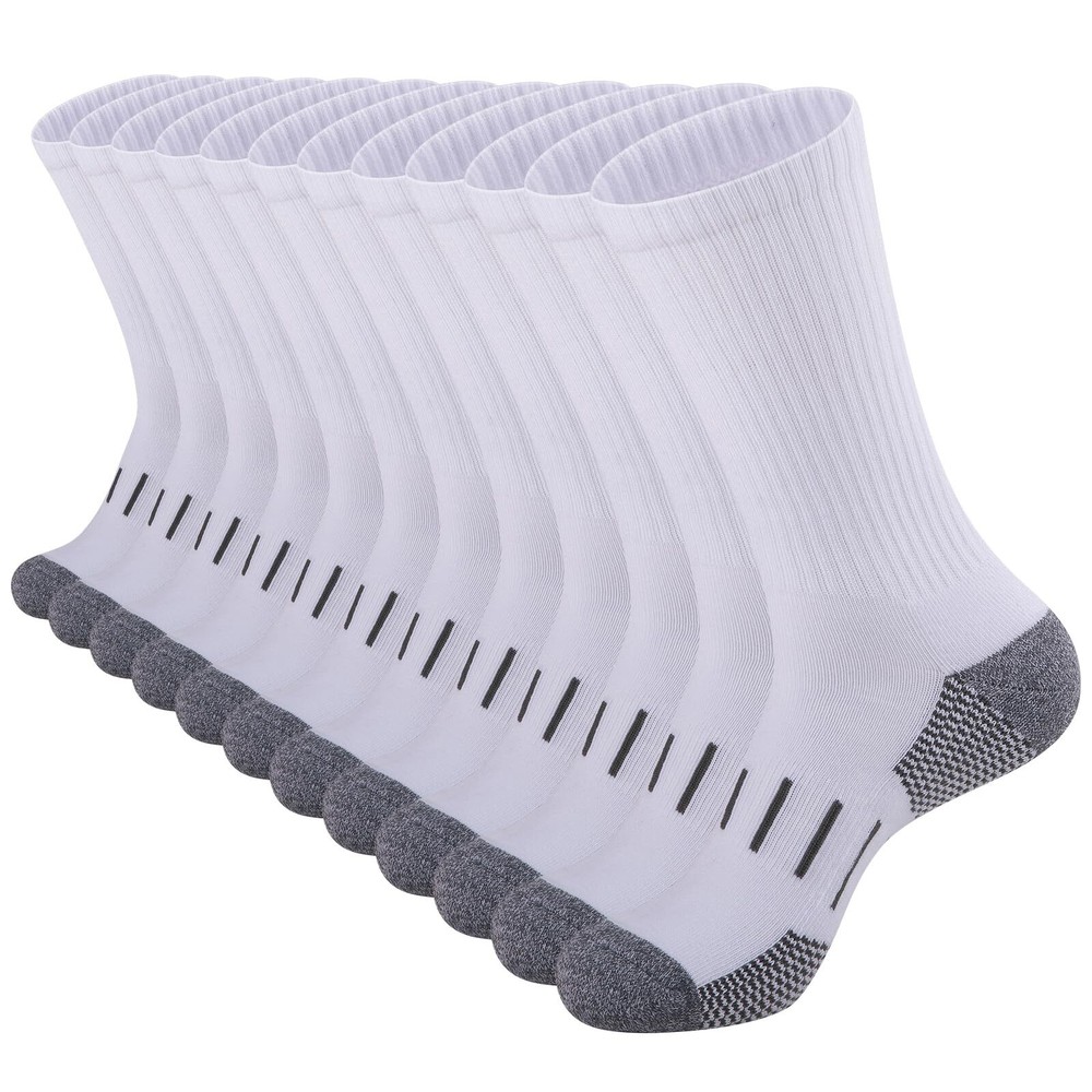 Men’s Crew Athletic Socks Cushioned Moisture Wicking Work Boot Socks for All ...
