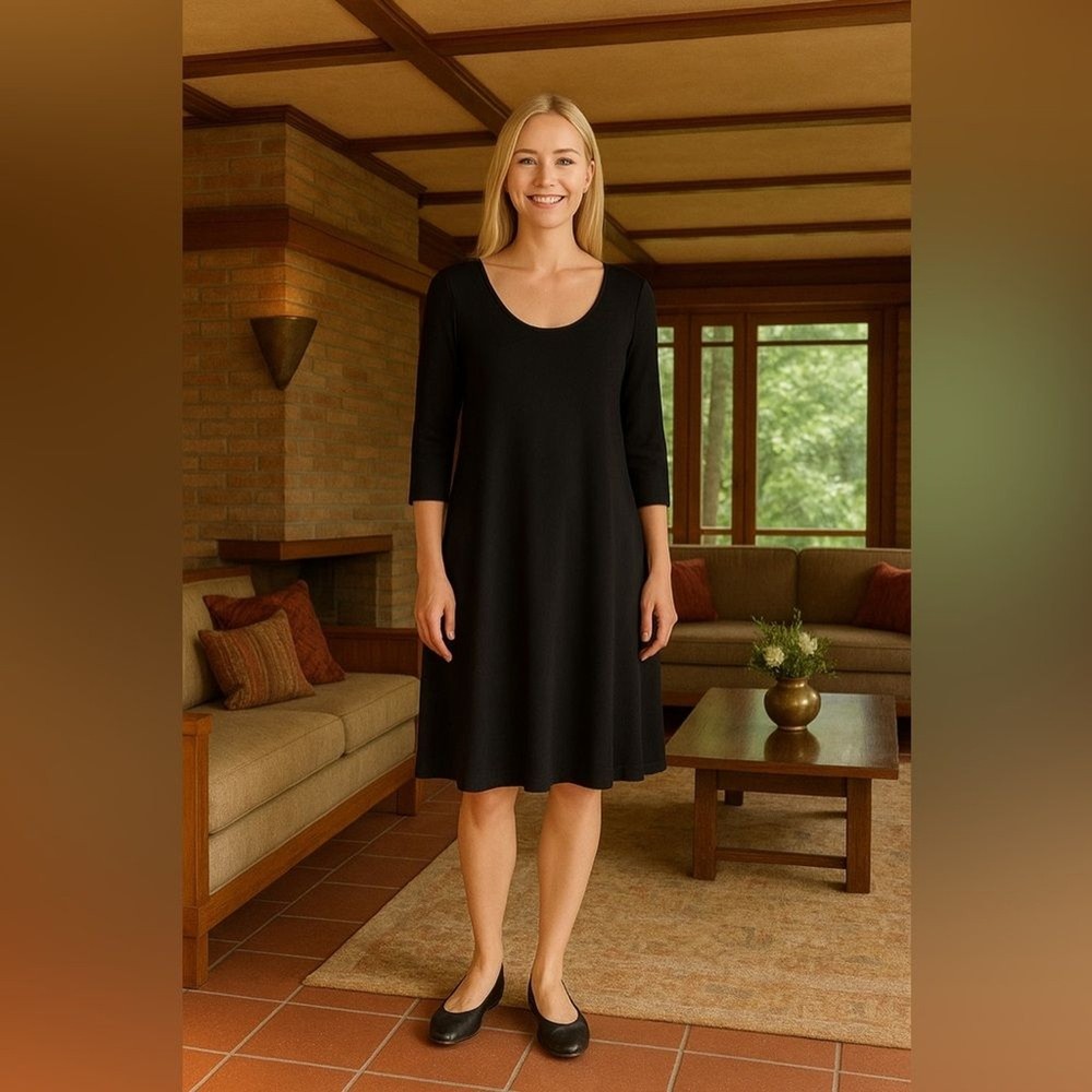 The White Company London Black scoop neck relaxed fit dress size 10