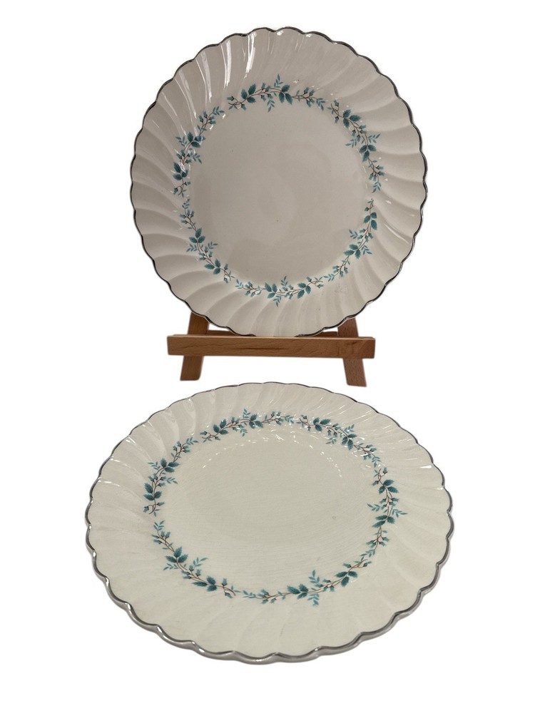Vintage Myott Staffordshire England Olde Chelsea Bluebell Dinner Plate Set Of 2