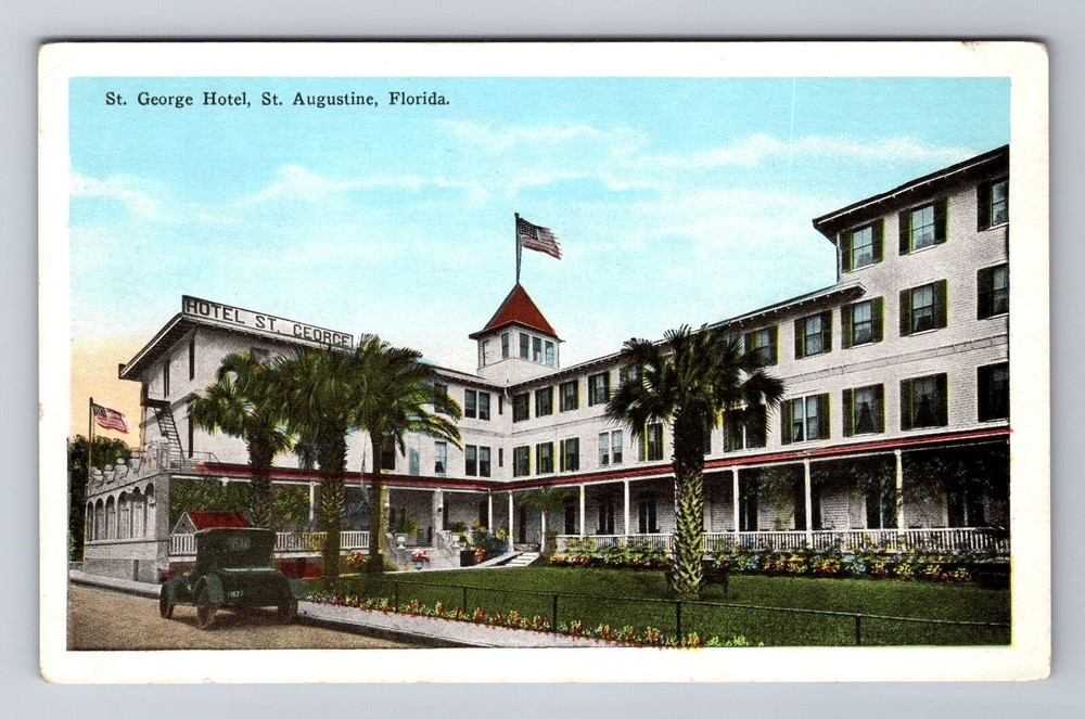 St Augustine FL-Florida, St George Hotel, Advertising, Vintage Souvenir Postcard