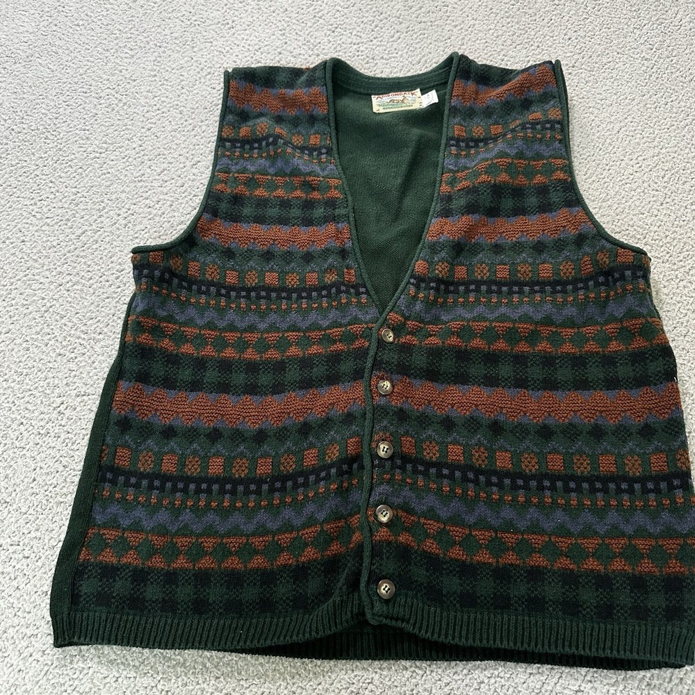 Adirondack By Savile Row Men Vintage Sleeveless V-Neck Button Up Sweater Vest L