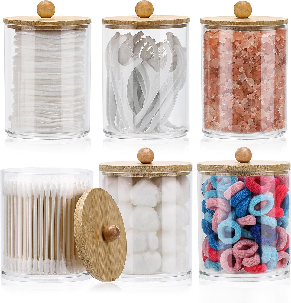Tbestmax 6-Pack Plastic Q-Tip Holders for Bathroom Storage and Organization