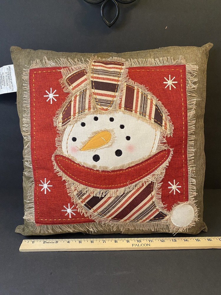 Hobby Lobby Snowman Winter Christmas Linen Throw Pillow 16 Inch-image