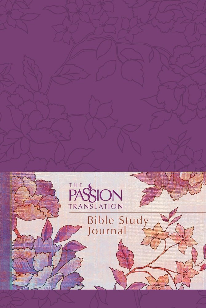 Passion Translation Bible Study Journal in Faux Leather with Peony Design