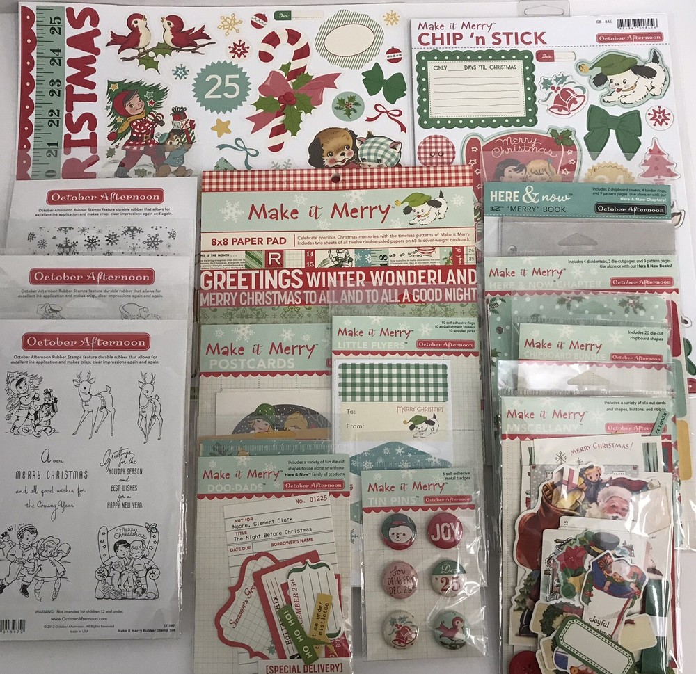October Afternoon Make It Merry Scrapbooking Lot *Read*