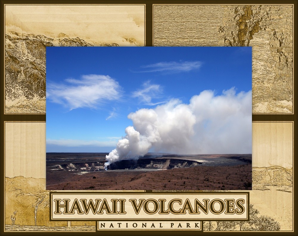 Hawaii Volcanoes National Park Laser Engraved Wood Picture Frame (4 x 6)