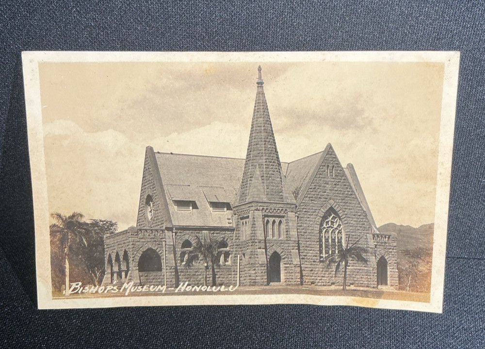 Vintage Postcard RPPC Real Photo Honolulu Hawaii Bishop Museum