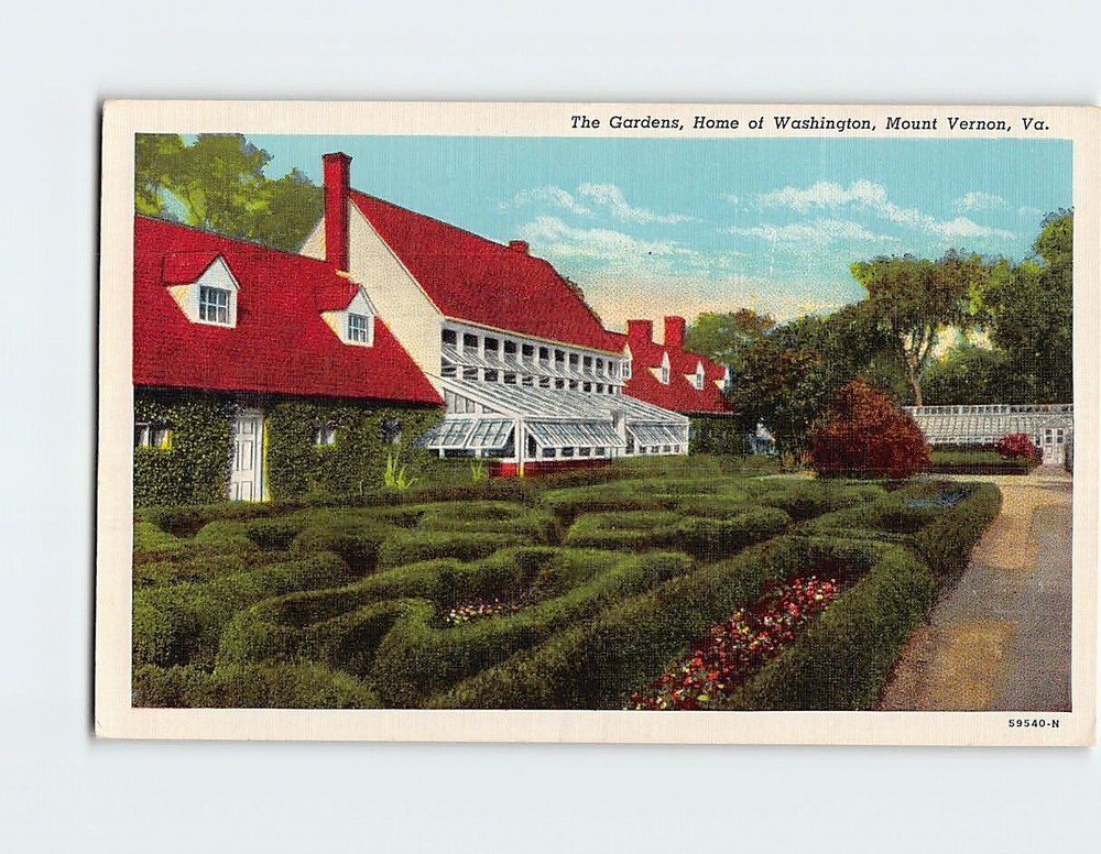 Postcard The Gardens, Home of Washington, Mount Vernon, Virginia