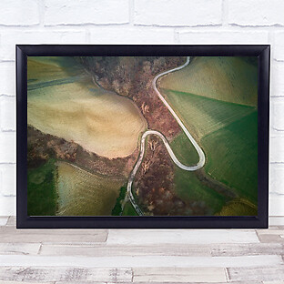 Anthropocene Aerial Above Way Road Field Fields Done Perspective Wall Art Print