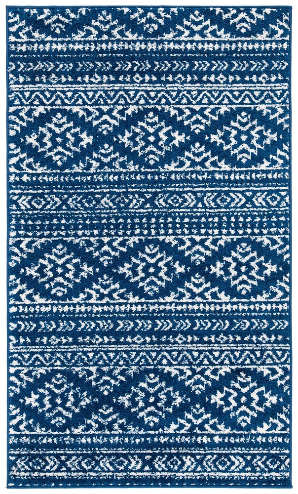 Tulum Collection Accent Rug - 2' x 3', Navy & Ivory, Moroccan Boho Tribal Des...