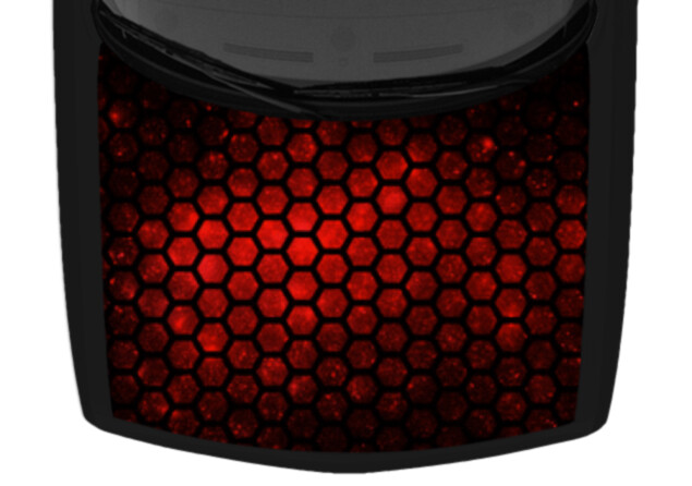 Hexagon Mosaic Grunge Abstract Truck Hood Wrap Vinyl Car Graphic Decal Black Red-image