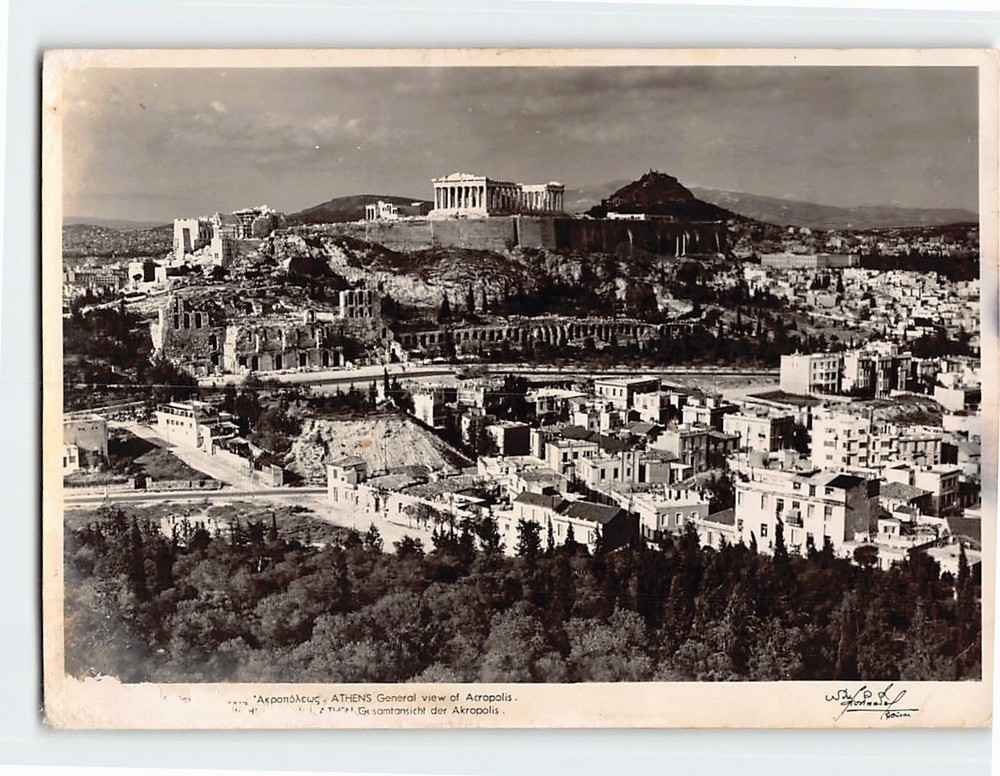 Postcard Panoramic View Acropolis Athens Greece
