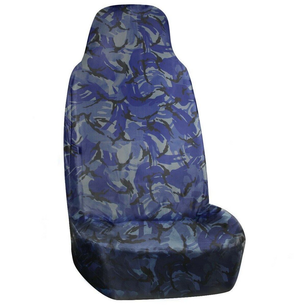 FOR VW TRANSPORTER T4 - HEAVY DUTY BLUE CAMO SINGLE VAN SEAT COVER WATERPROOF