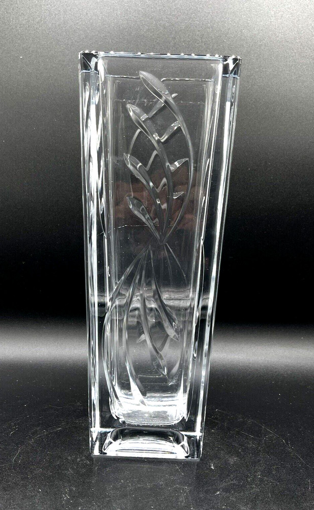 Vintage Bohemia Czech Republic Hand Cut 24% Lead Crystal Square Vase 10