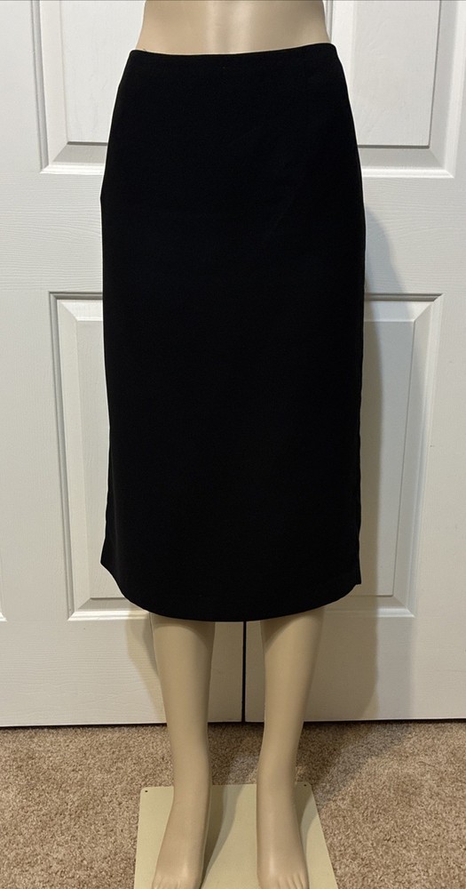 JONES WEAR Women's Polyester Pencil Skirt Solid Black Lined Size 12P Petite (mc)