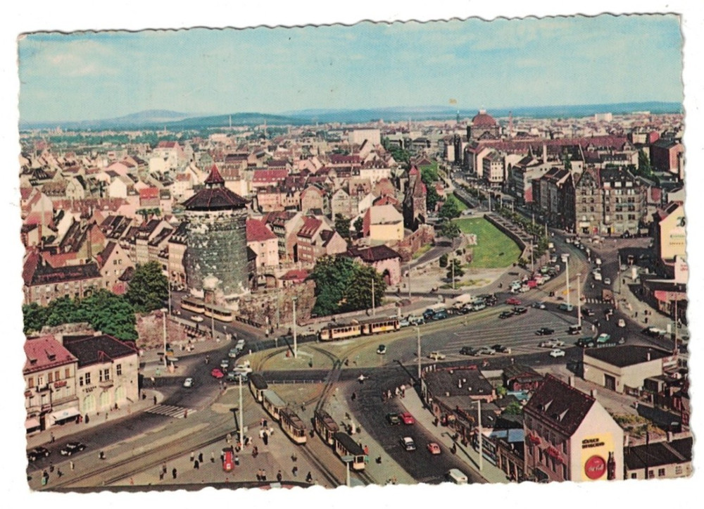 Vintage 1950'S View Of Nurnberg Germany Big Coca Cola Sign Postcard