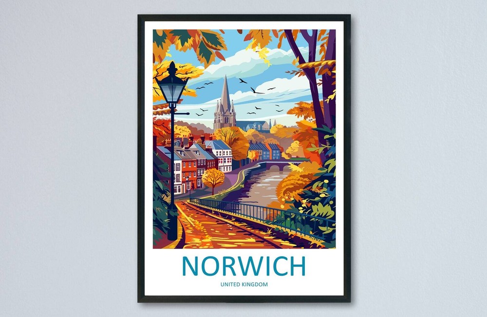 Norwich Travel Print Wall Art Norwich Wall Hanging Home Dcor Norwich Gift Art