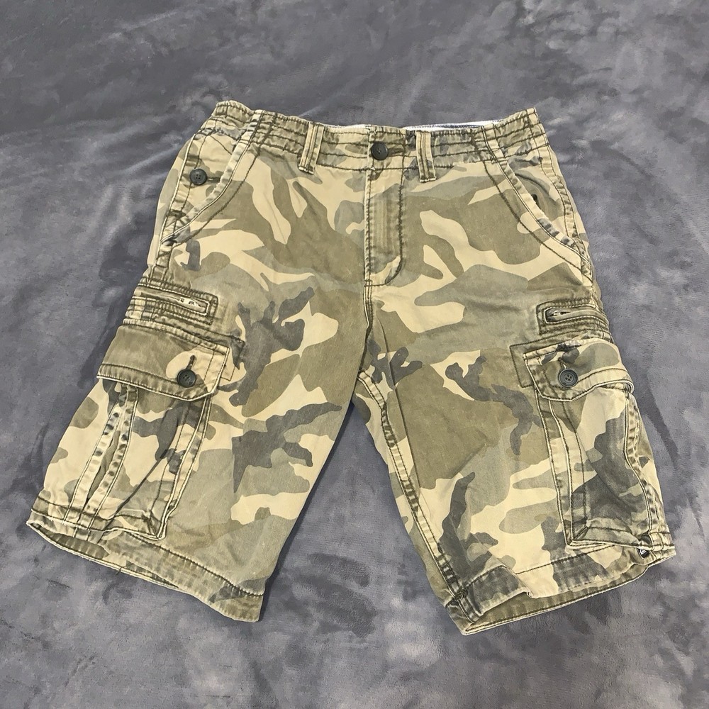 Quiksilver Silver Camouflage Cargo Shorts Mens 30W Green Camo