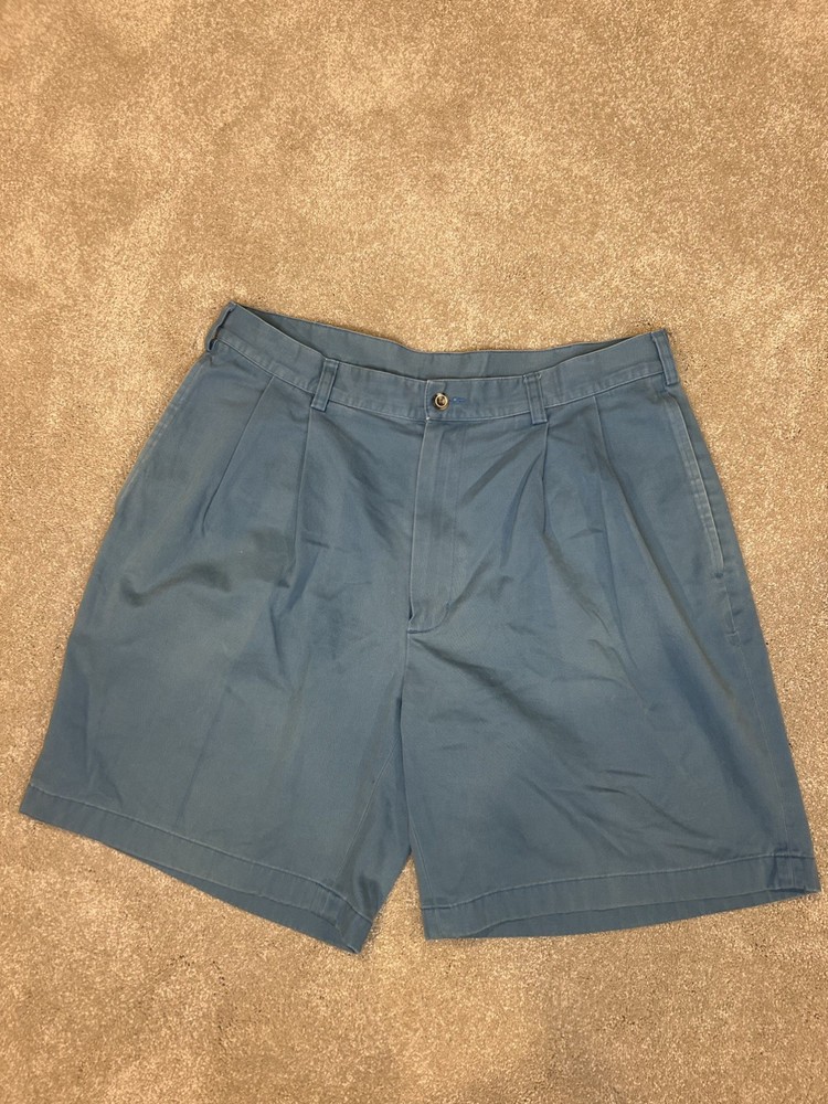 Jos. A. Banks Shorts Men's Pleated Front Reg. Fit Slit Pkt Cotton Chino Blue 35