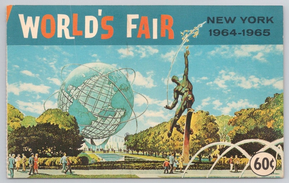 1964-65 New York World's Fair Unisphere & Rocket Thrower Postcard Dexter