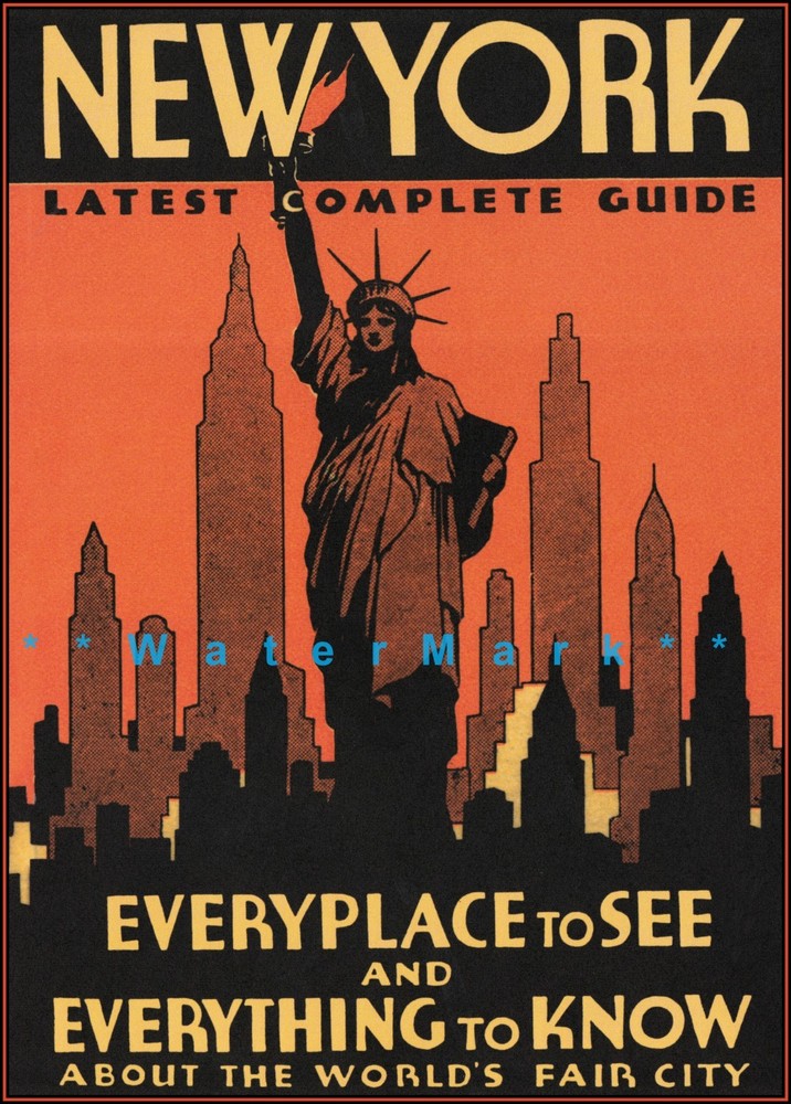 NYC 1939 Vintage Travel Poster Retro Wall Art Decor  