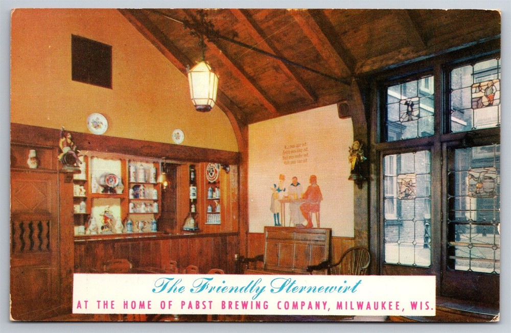 Pabst Brewing Co Friendly Sternewirt Blue Ribbon Beer Milwaukee WI Postcard G10