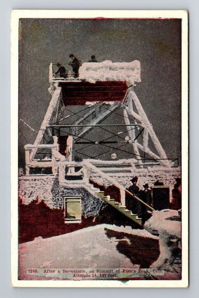 Pikes Peak CO-Colorado, Summit on Pikes Peak, Antique Vintage Souvenir Postcard