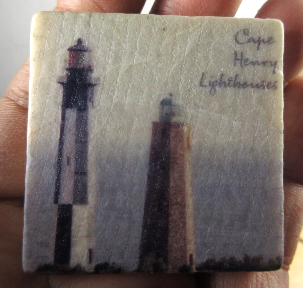 Screencraft Tileworks Cape Henry Lighthouses Virginia souvenir fridge magnet