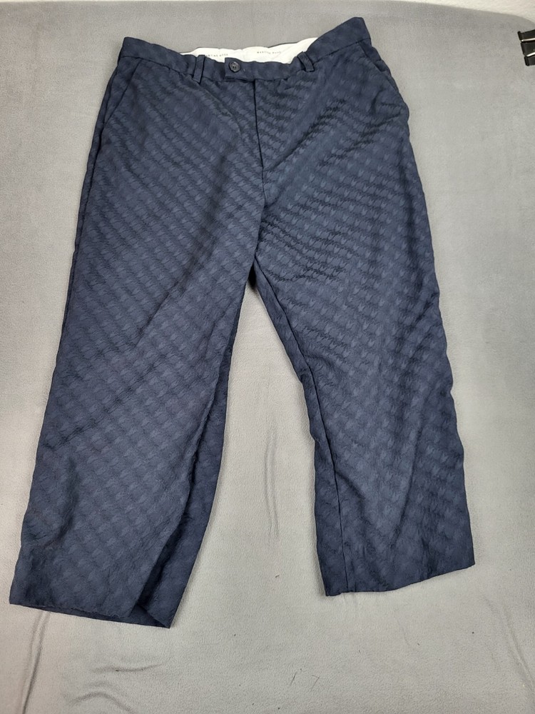 Nike Martine Rose Pants Womens 14 Blue Wool Jacquard Cropped Trousers Wide Leg