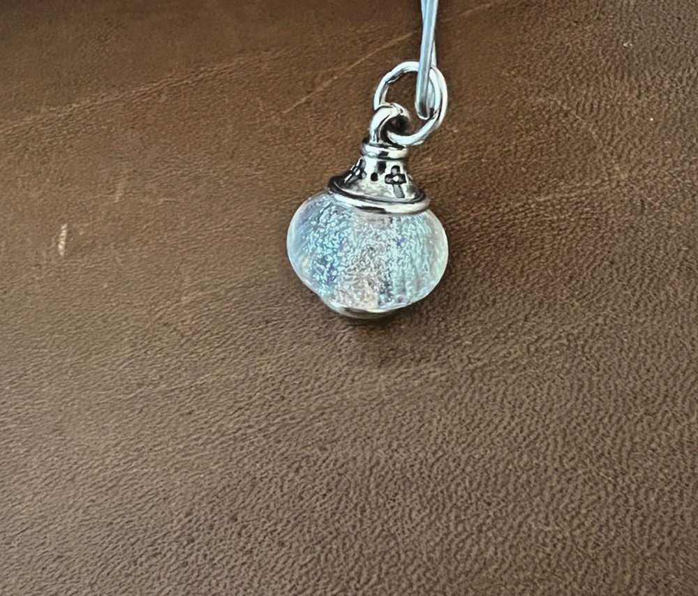 James Avery RETIRED Sterling Silver FAITH Finial Art Glass Charm