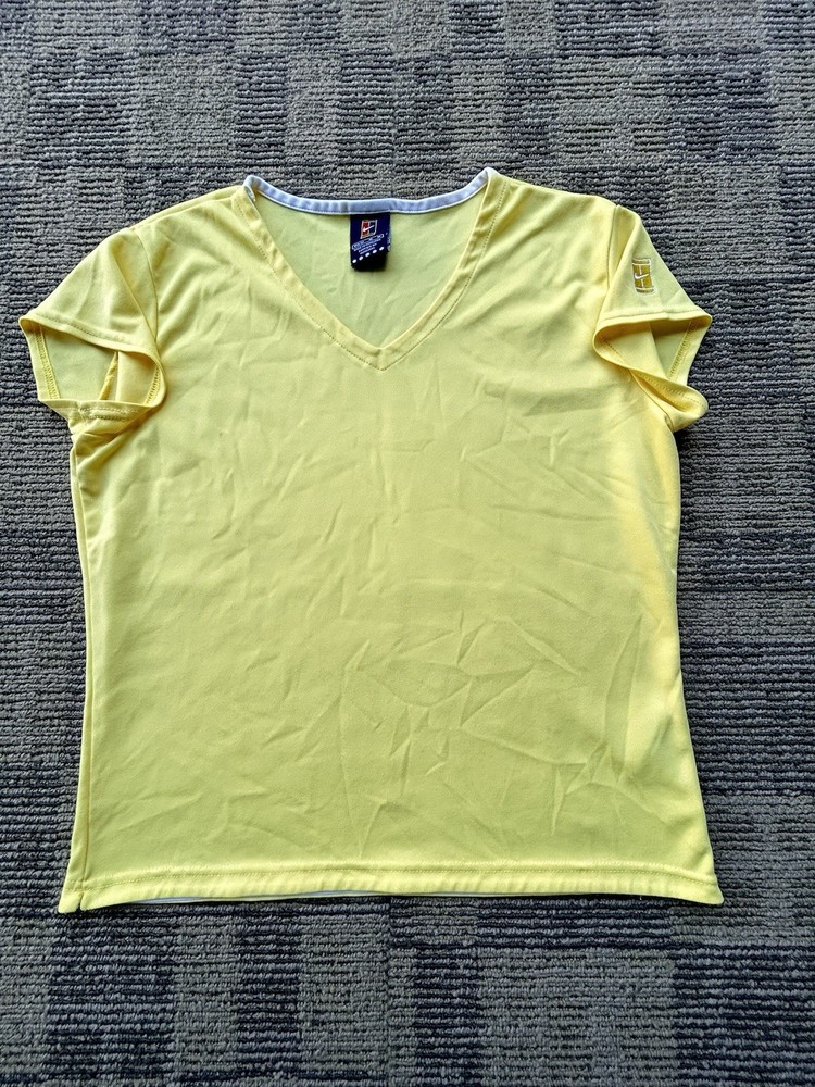 Vtg Nike Andre Agassi Tennis Challenge Court Yellow T-shirt Women’s T-shirt Sz M