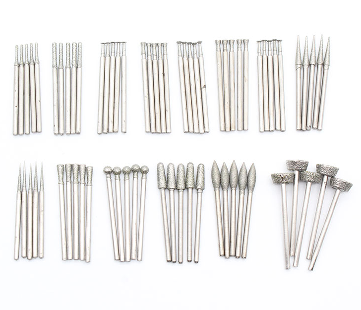 70 diamond carving head bit set 2.35mm shank for jade carving 5 pieces each type
