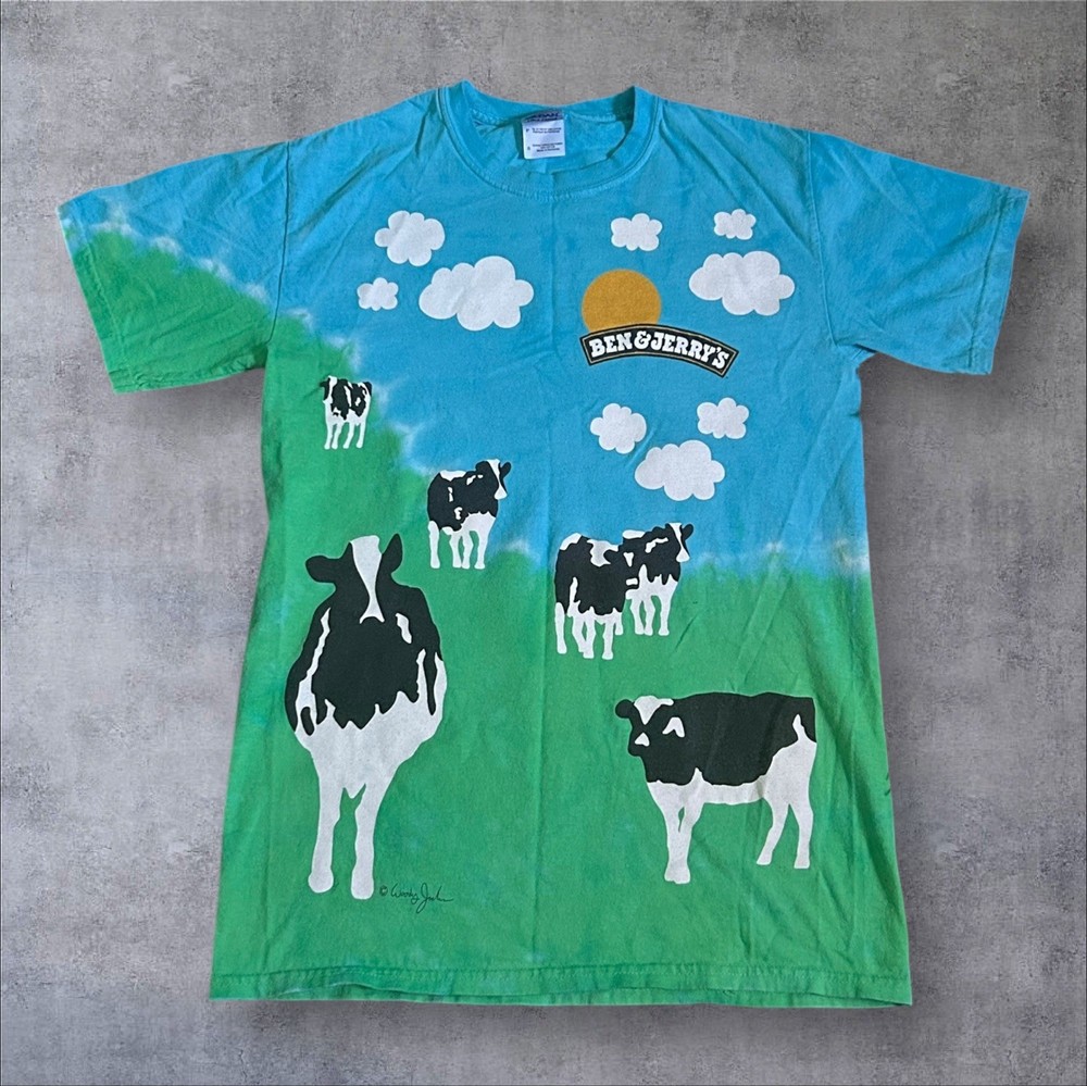 Ben & Jerry’s Ice Cream AOP Tie Dye Cow T-Shirt Graphic Vintage Men’s Size Small