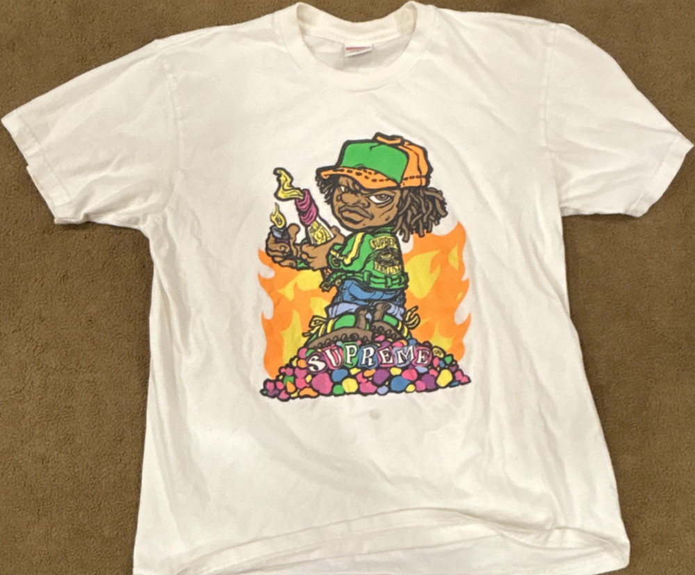 Supreme Men’s White molotov Kid Graphic Logo T-Shirt Short Sleeve M