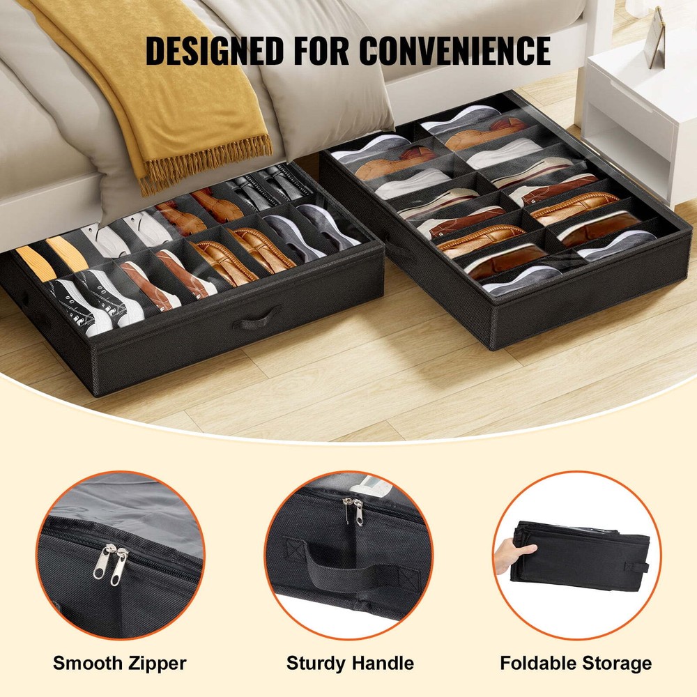 Under Bed Shoe Storage Units Pack of 2 Holds 32 Pairs-image