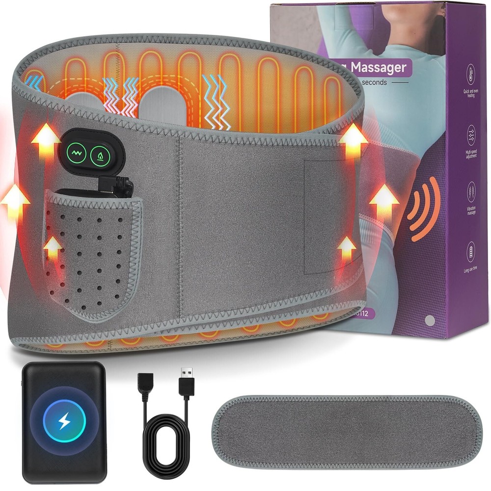 60-Inch Cordless Heating Pad for Back Pain Relief, Large Portable Lower Back Massager with Heat Therapy