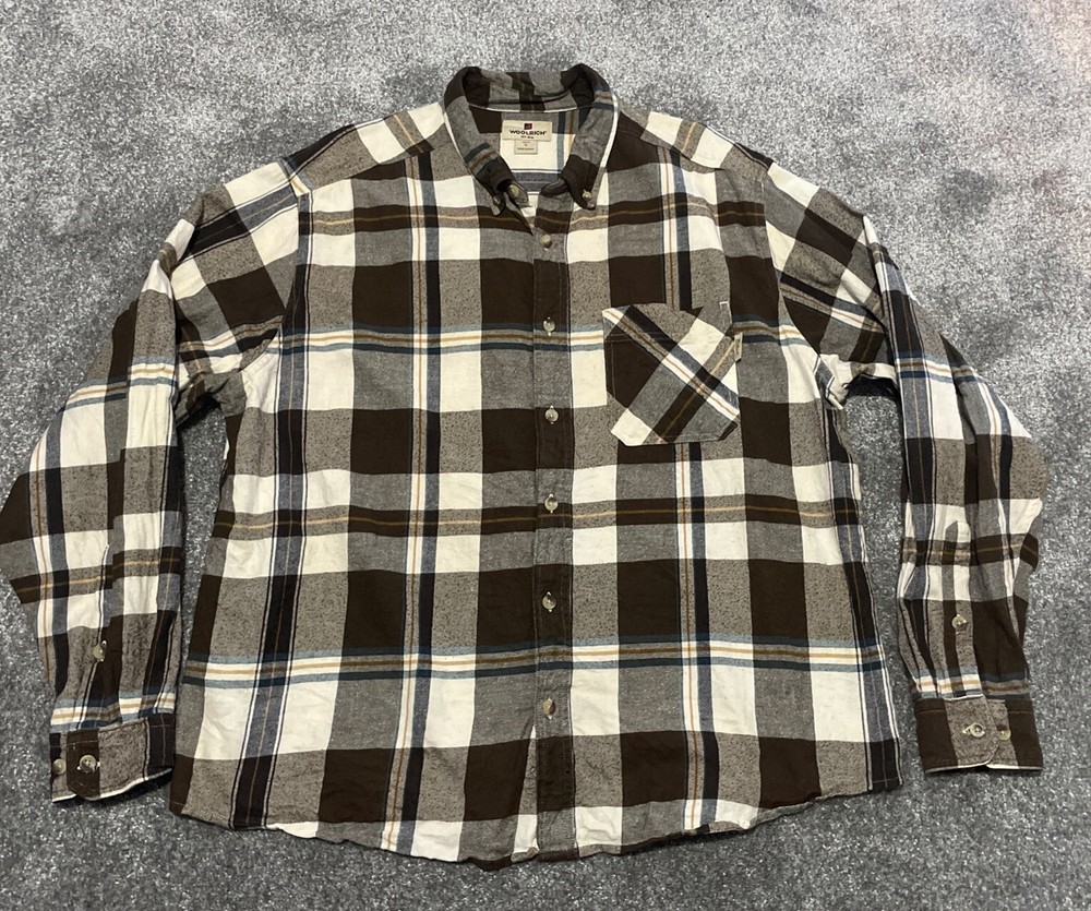 Vintage Woolrich Shirt Western Brown Check Long Sleeve Over shirt Size 2xl