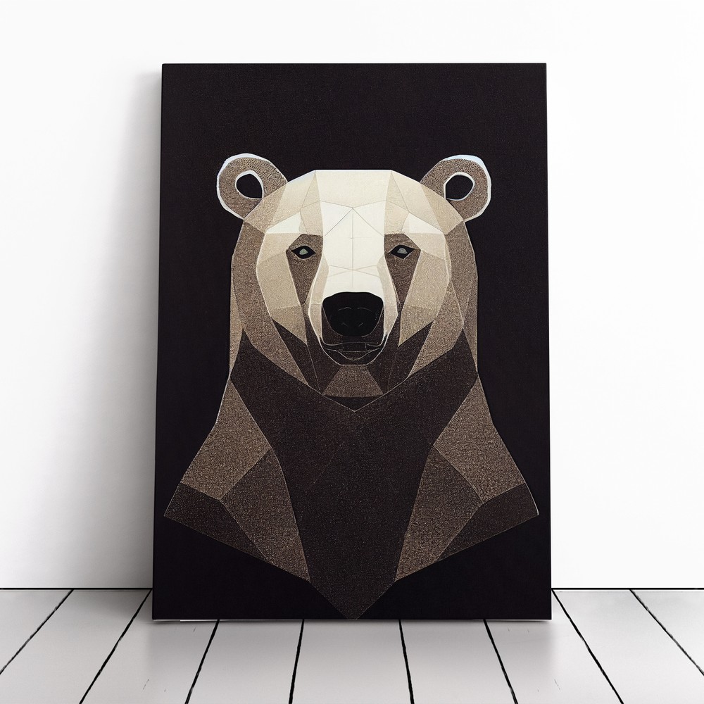 Polar Bear Suprematism Framed Canvas Art Print for Living Room Decor